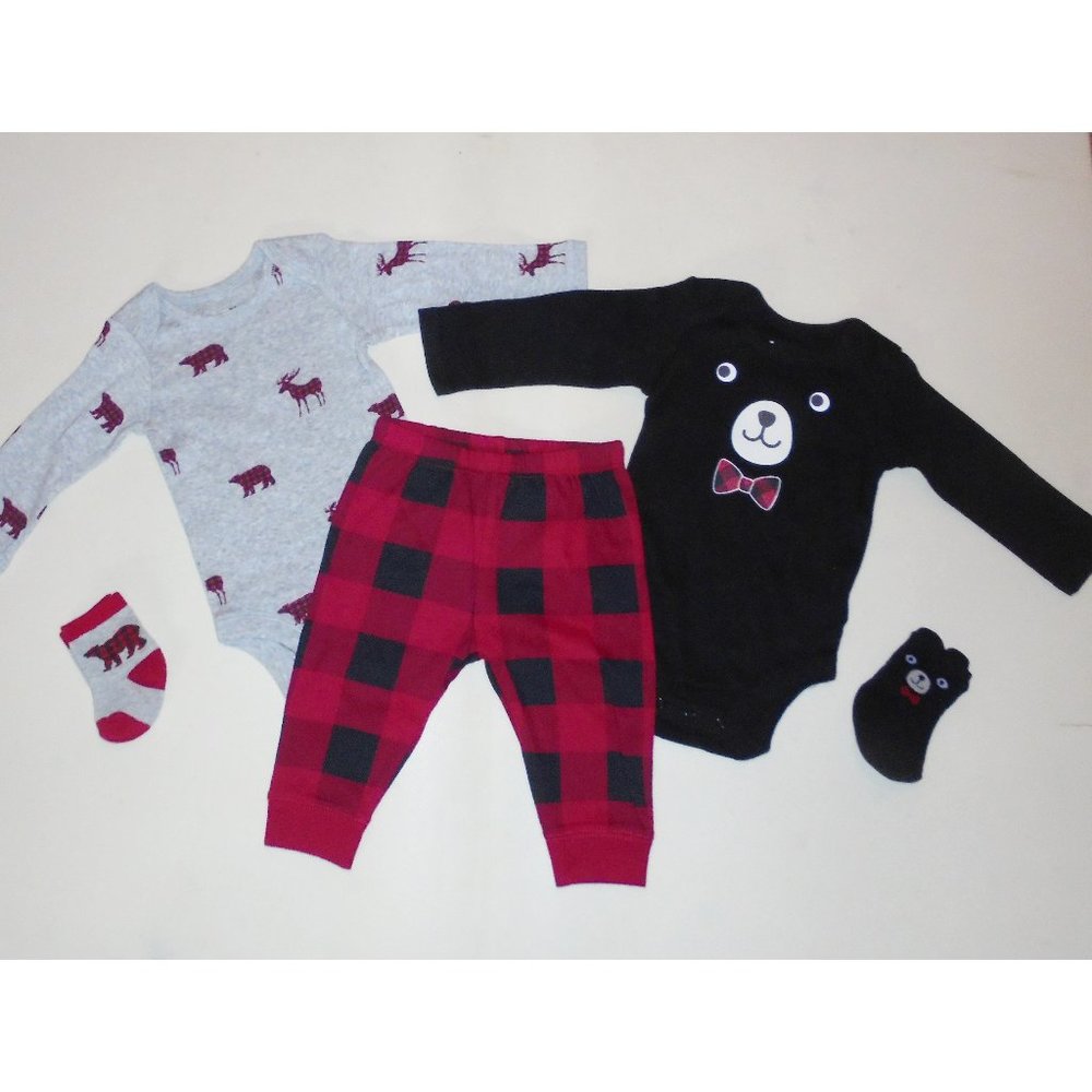 Baby Boy Moose Bodysuits Pants Sock 3-6M 18-24M